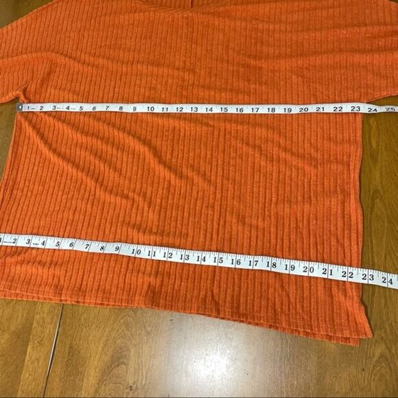 Chico’s Rust Orange Ribbed Dolman Sleeve Stretch Top Size 2 (L/XL) - Picture 7 of 9